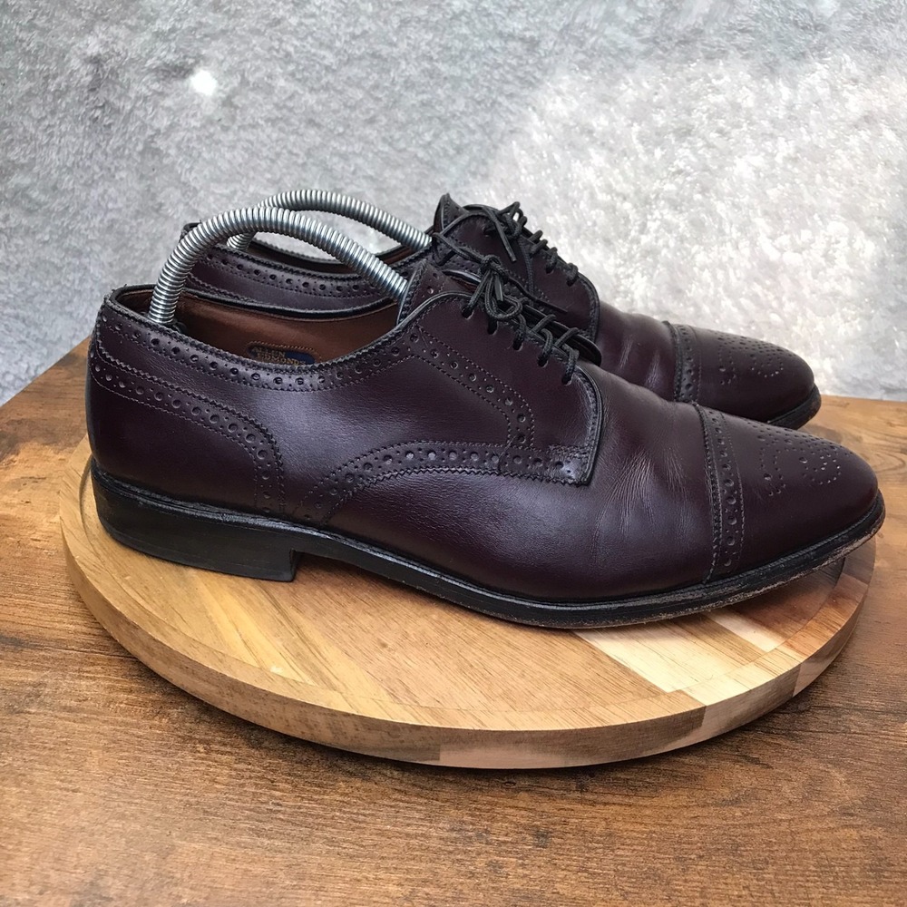 Allen Edmonds Sanford Dress Shoe Mens 10D Burgundy Cordovan Cap Toe Derby Oxford